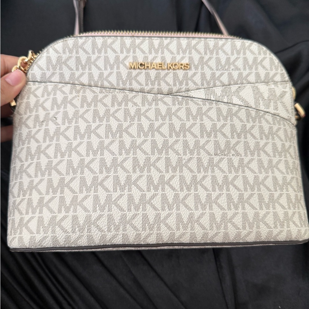 Michael Kors Cream Crossbody Bag with Gold Accents